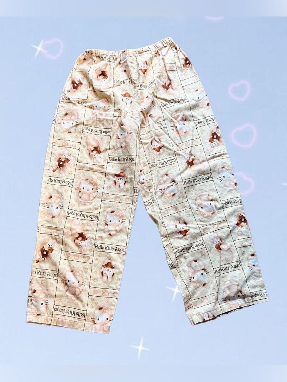Cream Hello Kitty Angel Print Pajama Pants